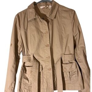 & Me Khaki Tan Utility Tie Waist w/ Front‎ Pockets 100% Cotton Women's Medium